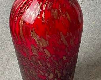 Murano, Barovier &Toso: Seltene, rubinrote Vase mit goldenen Einschmelzungen, ART DECO, um 1930/40