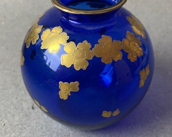 Kugelvase, kobaltblau, mit erhabener Goldstaffierung,, ART DECO, um 1930/40