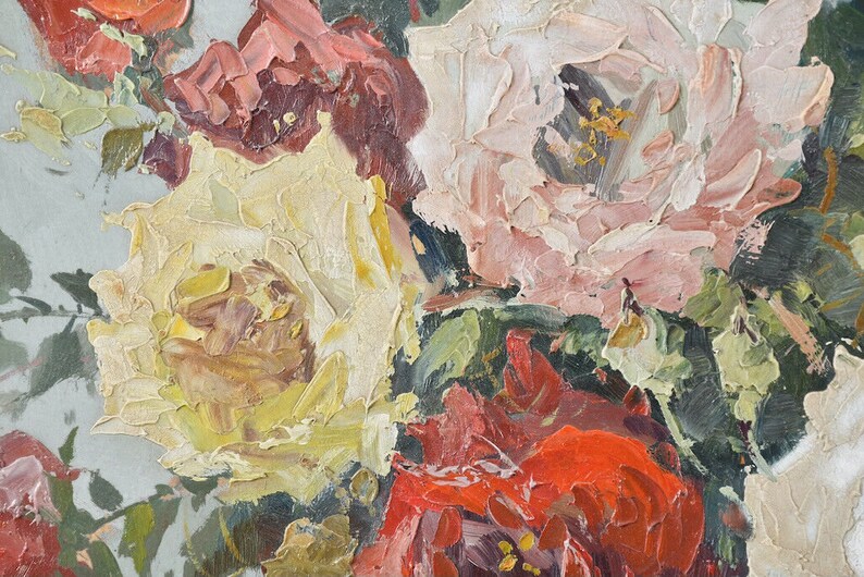 Richard Zschumpelt: Still Life With Roses Oil/cardboard - Etsy