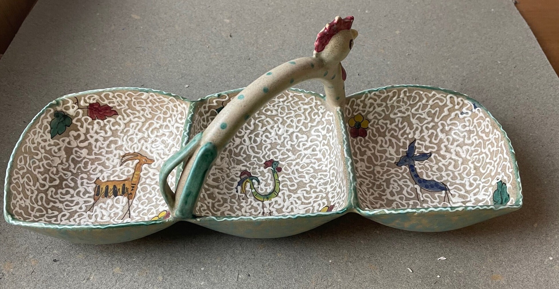 Ars Artigiana Deruta, 1956: Unusual Offering Bowl With Animal Motifs ...