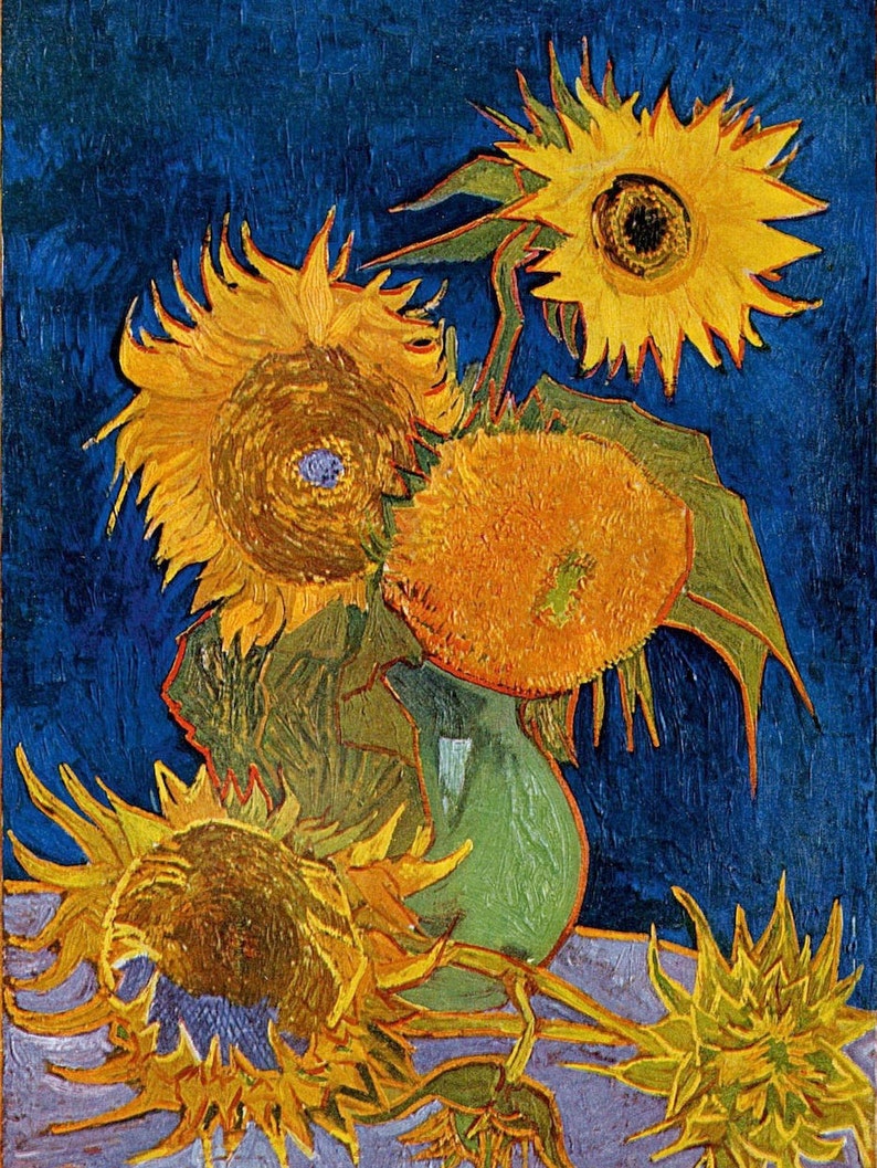 Van Gogh Sunflowers Print Vincent Van Gogh Blue Sunflowers Poster Print Modern wall | Etsy