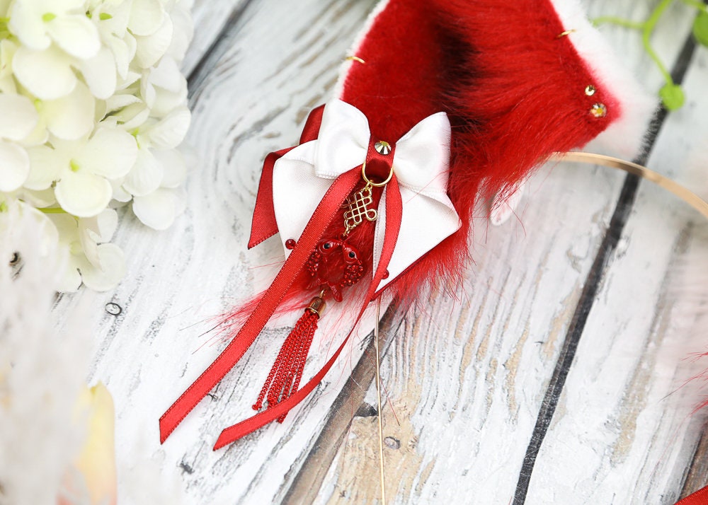 Inari Kitsune Ears Fur Ears Headband Faux Fur Handmade | Etsy