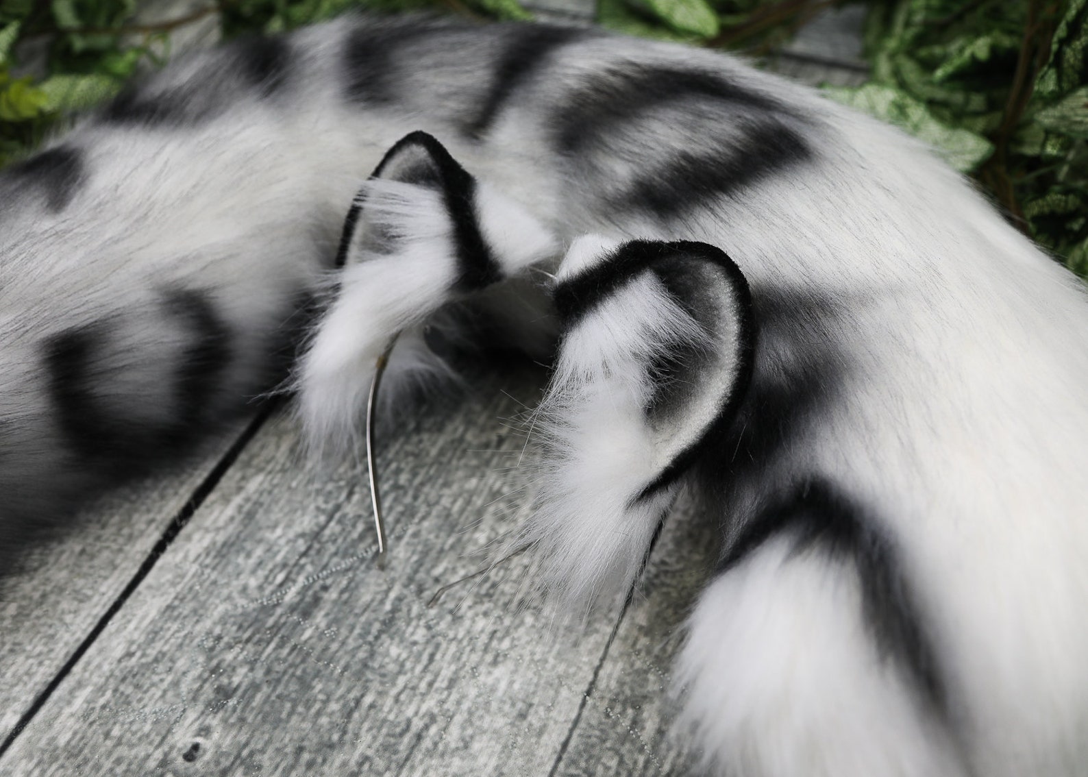 Realistic Snow Leopard Ears and Tail Set Faux Fur Handmade Etsy