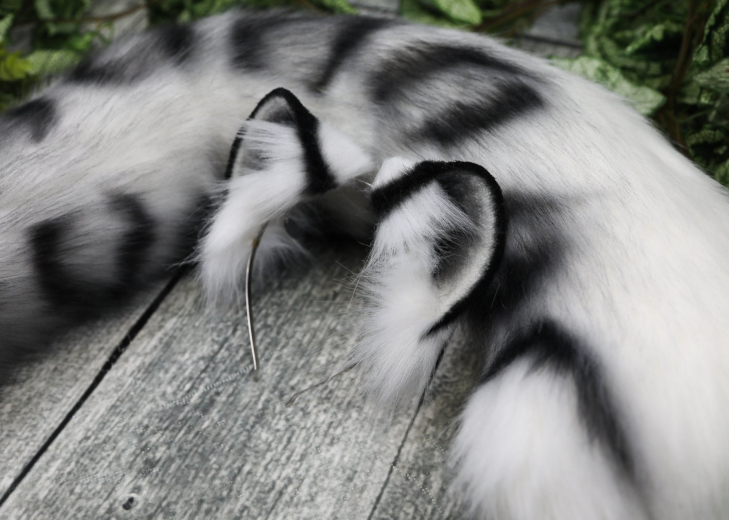 Realistic Snow Leopard Ears and Tail Set Faux Fur Handmade | Etsy