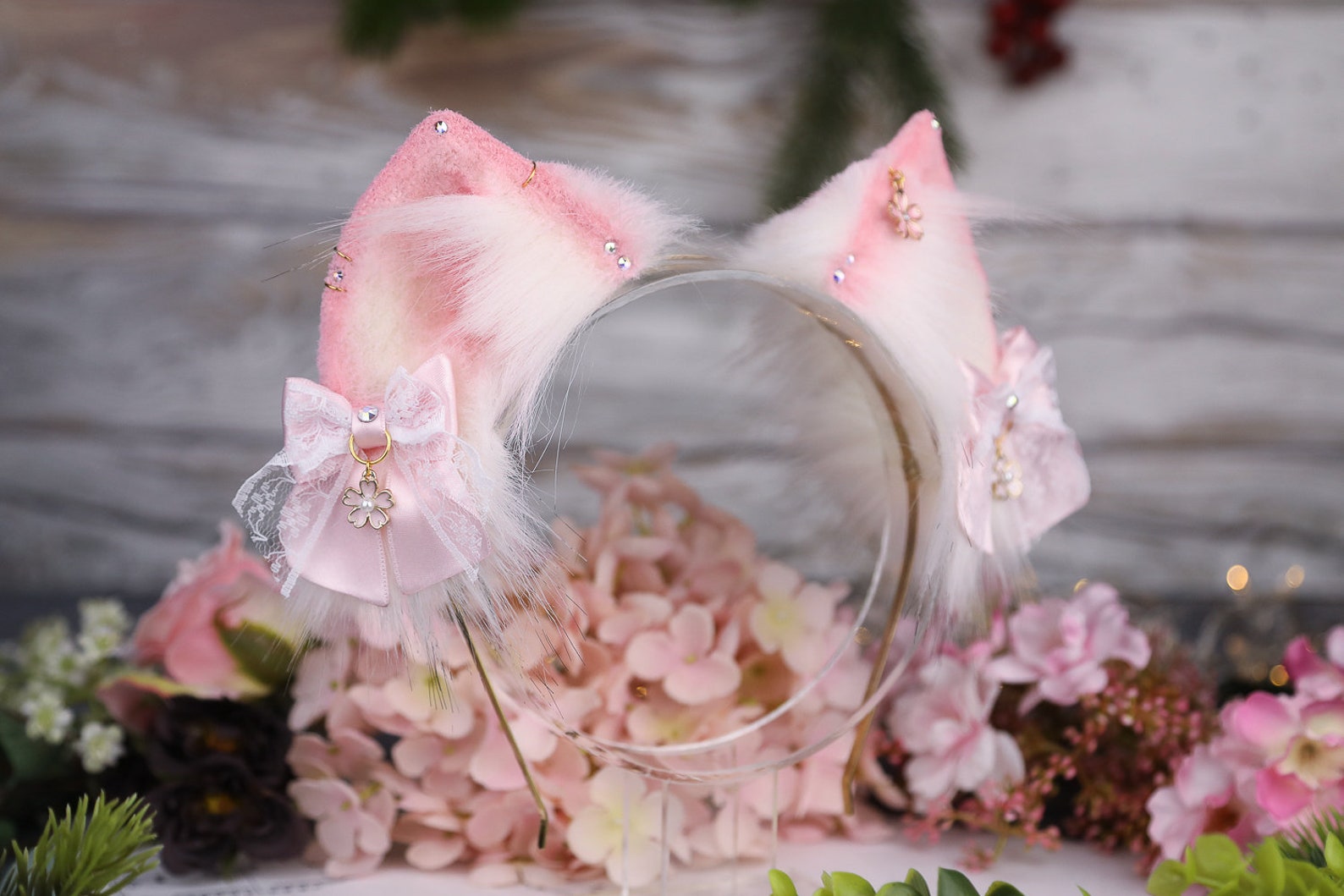 Sakura Cat Ears Handmade Faux Fur Kitten Cosplay Anime Neko Etsy