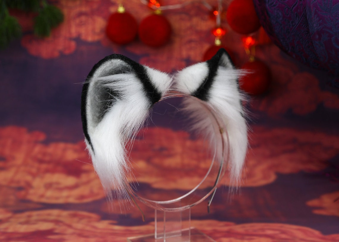 Realistic Snow Leopard Ears Faux Fur Handmade Cosplay Wild Etsy