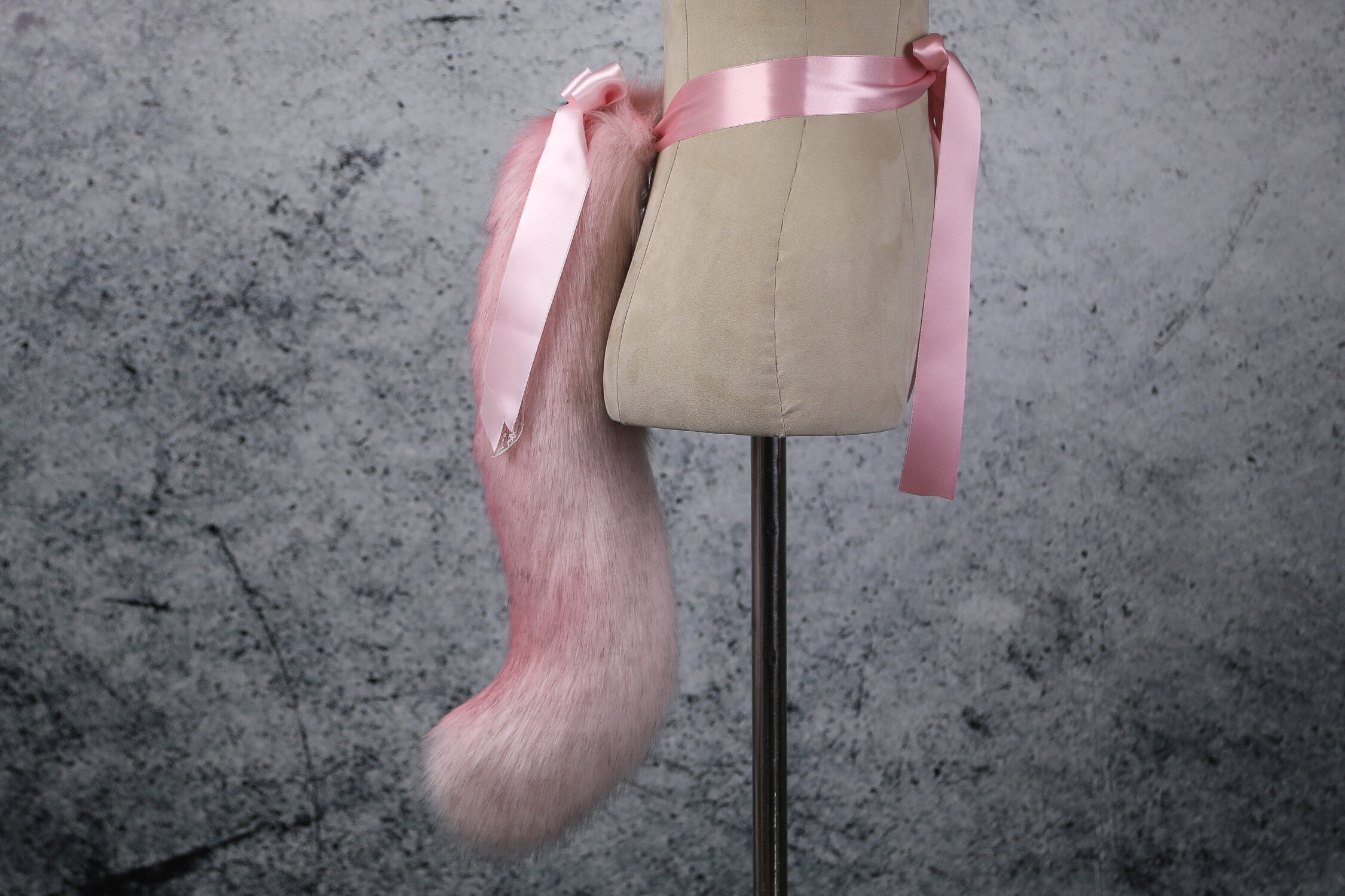 Pink Cat Tail Faux Fur Handmade Kitty Cosplay Cute Kitten Etsy