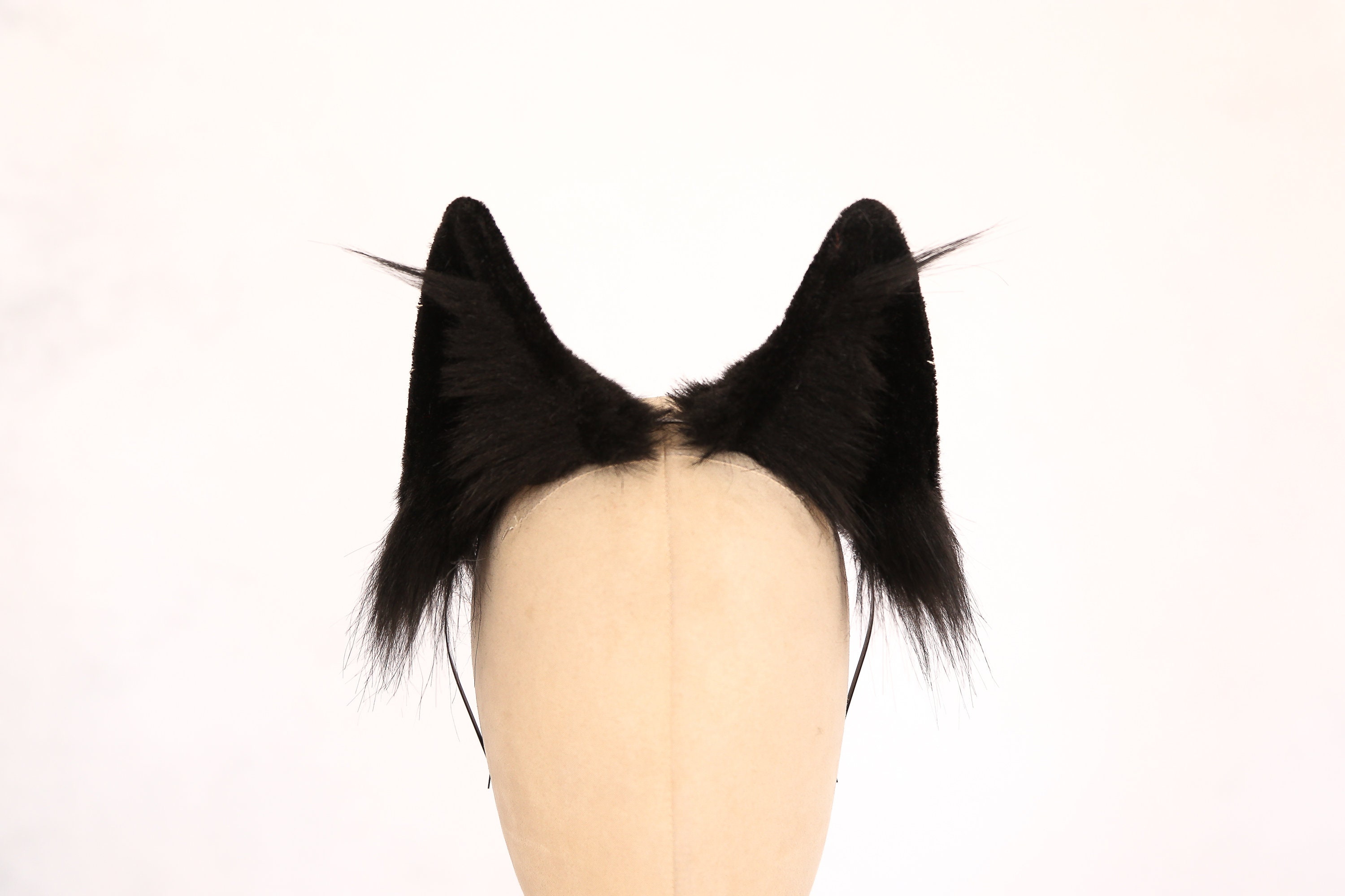Black Wolf Ears Faux Fur Handmade Cosplay Fox/Kitsune Ears Etsy
