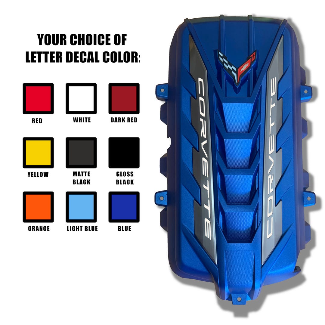 C8 Corvette Engine Cover Custom Painted - Elkhart Lake Blue With Letter ...