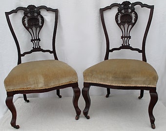 Antique sewing nursing rocker low armless wooden Victorian