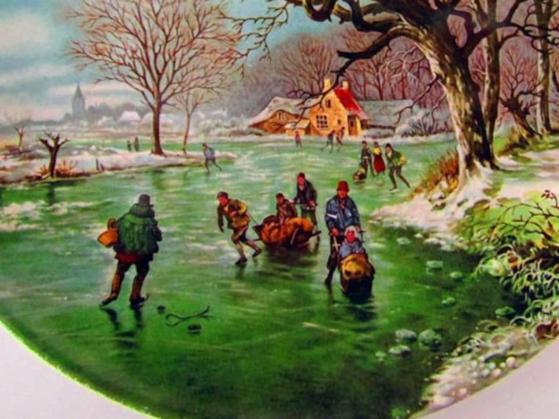 Poole Pottery Transfer Plate Landscape In Winter After Painting By B.C.Koekkoek