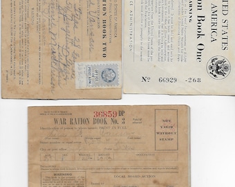 1940's War Ration Books and Paperwork Digital Files; stamps, applications; download and print