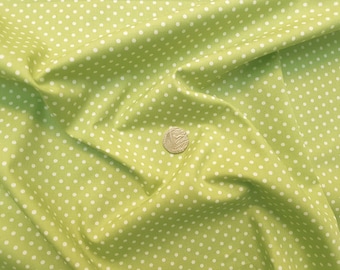Rose & Hubble 100% Cotton Poplin Fabric - 3mm Polkadot Spot - Lime Green - Dressmaking , Quilting, Craft Material