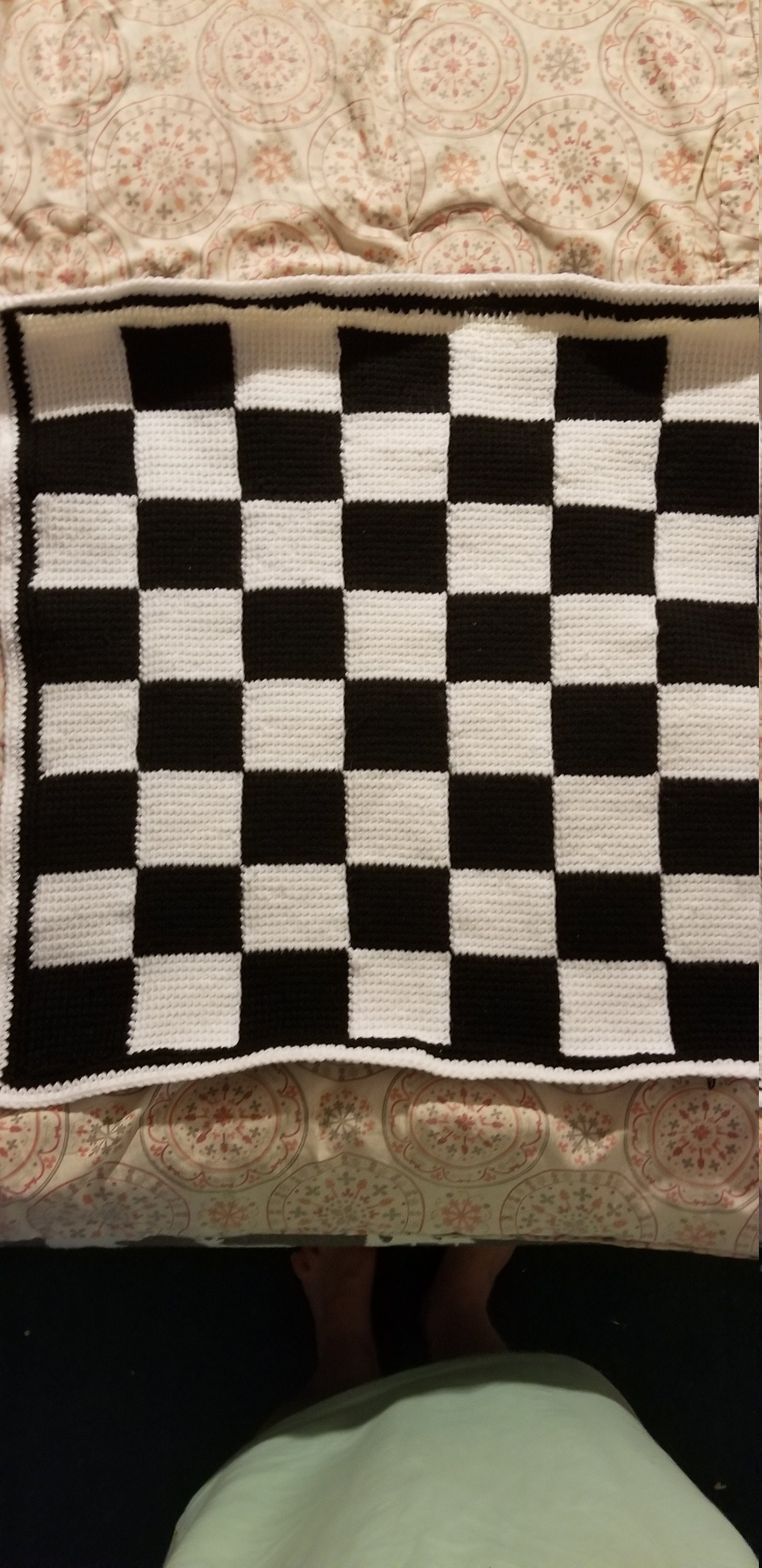 Crochet Blanket Checkered Flag Baby Blanket Green Checkered Plush