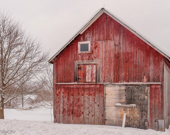 Snowstorm Red Barn