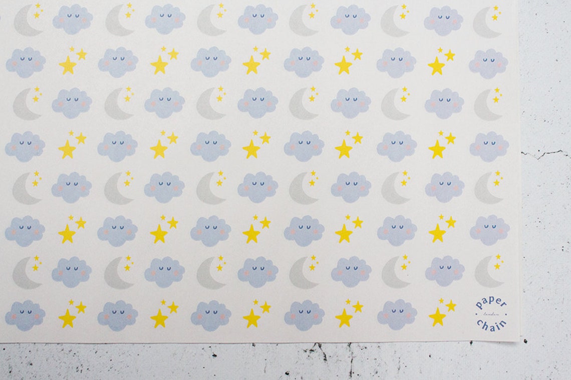 Moon &amp; Stars Wrapping Paper A2 Sheets Eco Gift Wrap | Etsy