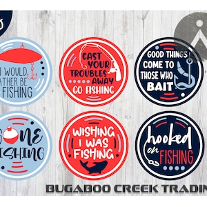 Posavasos, citas de pesca, SVG, posavasos divertidos con forma de pez, juego de 6 posavasos, corte láser, Silhouette Cameo, Cricut, png