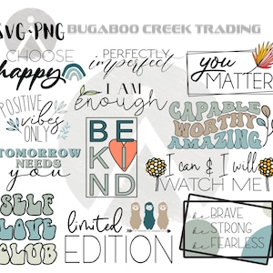 Inspirierend, SVG-Bundle, PNG-Bundle, Positive Zitate, Affirmation, Sublimation, Shirt-Design, kommerzielle Nutzung, Silhouette Cameo, Cricut
