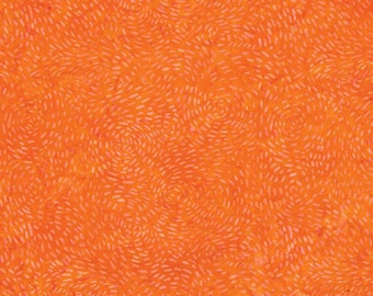 May include: A vibrant orange fabric with a repeating pattern of small, white, dash-like shapes. The design creates a textured appearance, with the white dashes densely packed across the surface. The overall effect is a warm, visually engaging textile.