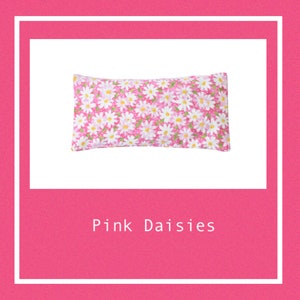 Weighted Eye Pillow Lavender Unscented Relaxation Aromatherapy Spa Yoga Meditation Gift Removable Cover Pick Your Fabric Pink Daisies