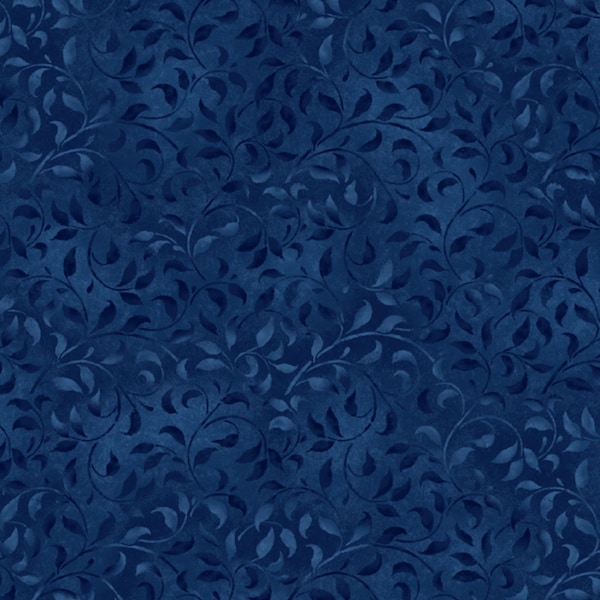 True Navy Climbing Vine - Wilmington Prints Premium Cotton Quilting Fabric By The Yard - 1887-38717-494 - Cut to Order