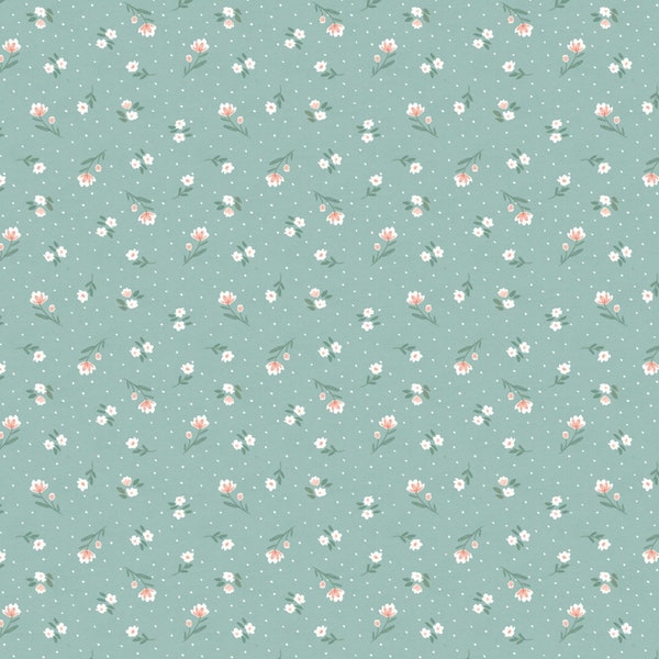 Teal Small Floral - Wilmington Prints Fresh & Sweet Cotton Quilting Fabric By The Yard - Cut to Order - 3024-88651-717