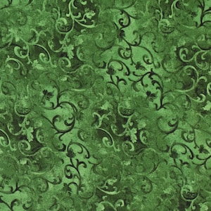 Holly Green Scroll - Wilmington Prints Essentials 1077-89025-777 - Premium Cotton Quilting Fabric By The Yard Cut to Order