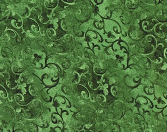 Holly Green Scroll - Wilmington Prints Essentials 1077-89025-777 - Premium Cotton Quilting Fabric By The Yard Cut to Order