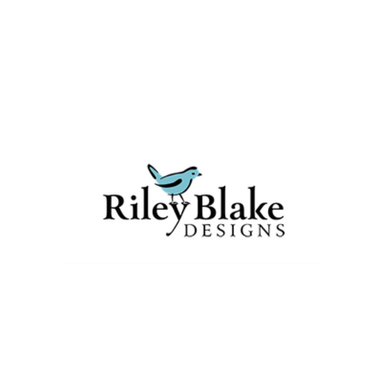 May include: A logo for Riley Blake Designs featuring a blue bird with a black outline. The text "Riley Blake Designs" is in black.