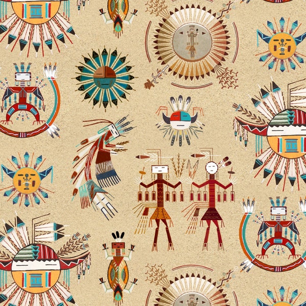 Sand Painting - Elizabeths Studio Tucson Collection - Premium Cotton Quilting Fabric By The Yard - Cut to Order - 549E-SAND