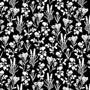 Black Plants All Over - Wilmington Prints Shadow Blooms - Premium Cotton Quilting Fabric By The Yard - 3068-40056-911 - Cut to Order