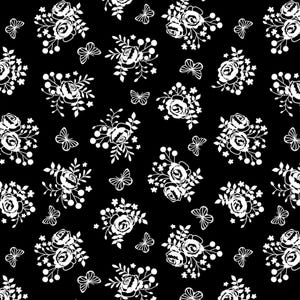 Black Bouquet Toss - Wilmington Prints Shadow Blooms - Premium Cotton Quilting Fabric By The Yard - 3068-40055-911 - Cut to Order