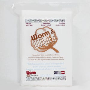 Warm & White Baby Size (45&quot; x 60&quot;) Cotton/Poly Batting - The Warm Company
