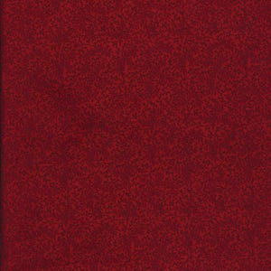 May include: A deep red fabric featuring a dense, repeating pattern of dark maroon vines, small leaves, and delicate floral motifs. The intricate design covers the entire surface, creating a textured appearance with subtle tonal variations.