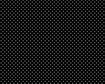 White Swiss Dot on Black - Riley Blake Designs C670-110-BLACK - Premium Cotton Quilting Fabric By The Yard Cut to Order