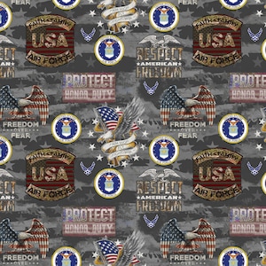 Military Air Force Camo Flag Allover -  Sykel Enterprises - Premium Cotton Quilt Fabric By The Yard - 1338AF - Cut to Order