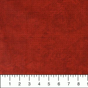 May include: A close-up of a solid red fabric with a subtle textured pattern. The fabric is measured in inches.