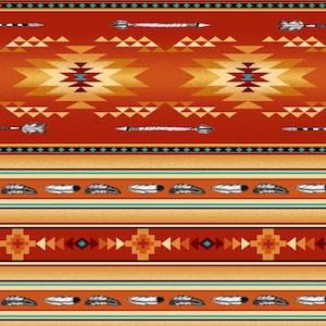 Terracotta Arrows and Feathers - Elizabeths Studio Native Spirit - Premium Cotton Quilting Fabric By The Yard - Cut to Order - 530TERRACOTTA