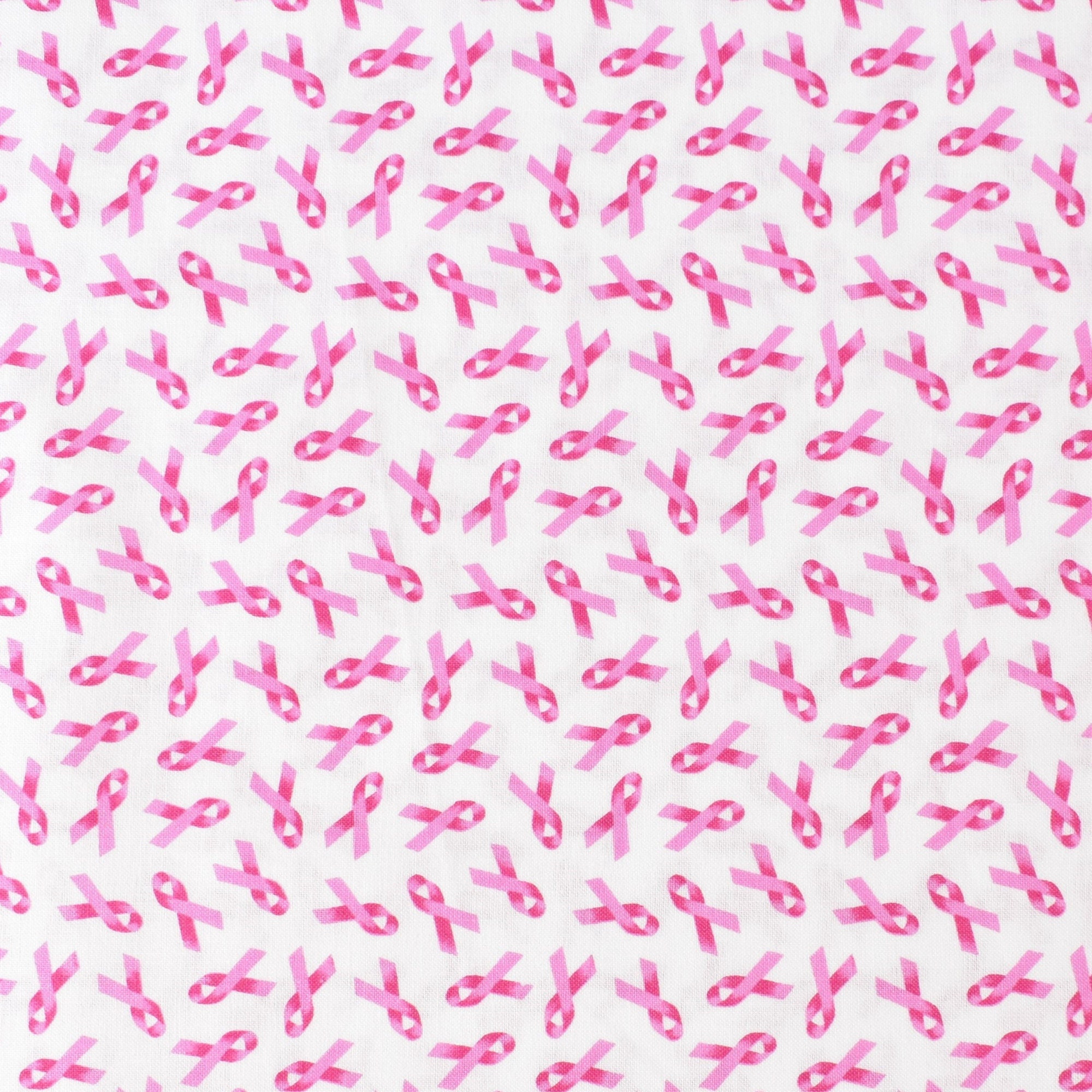 Pink Breast Cancer Awareness Ribbons on White - Elizabeths Studio - Premium Cotton Quilting Fabric By The Yard - Cut to Order - 407-PINK