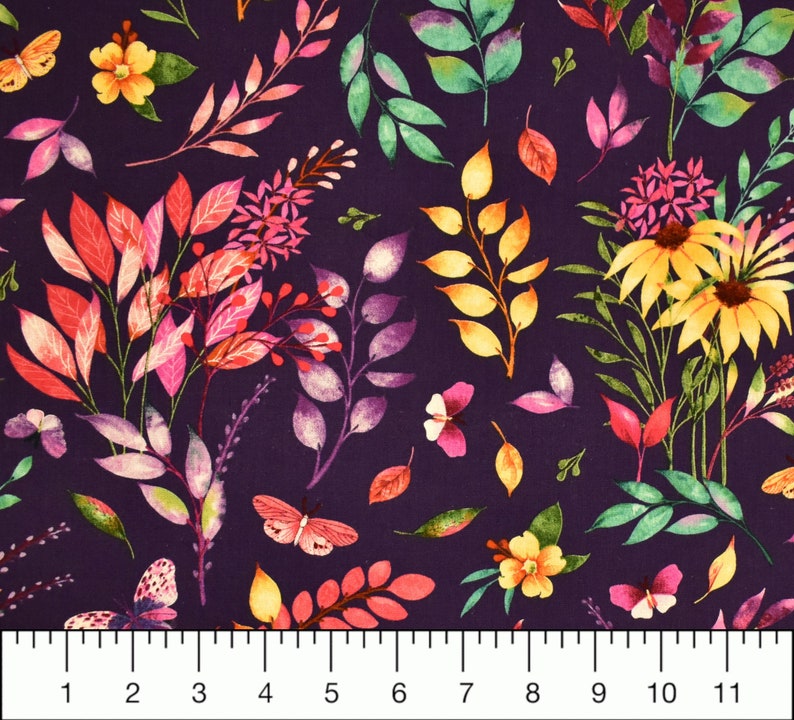 Purple Large Allover Wilmington Prints Botanical Magic Etsy