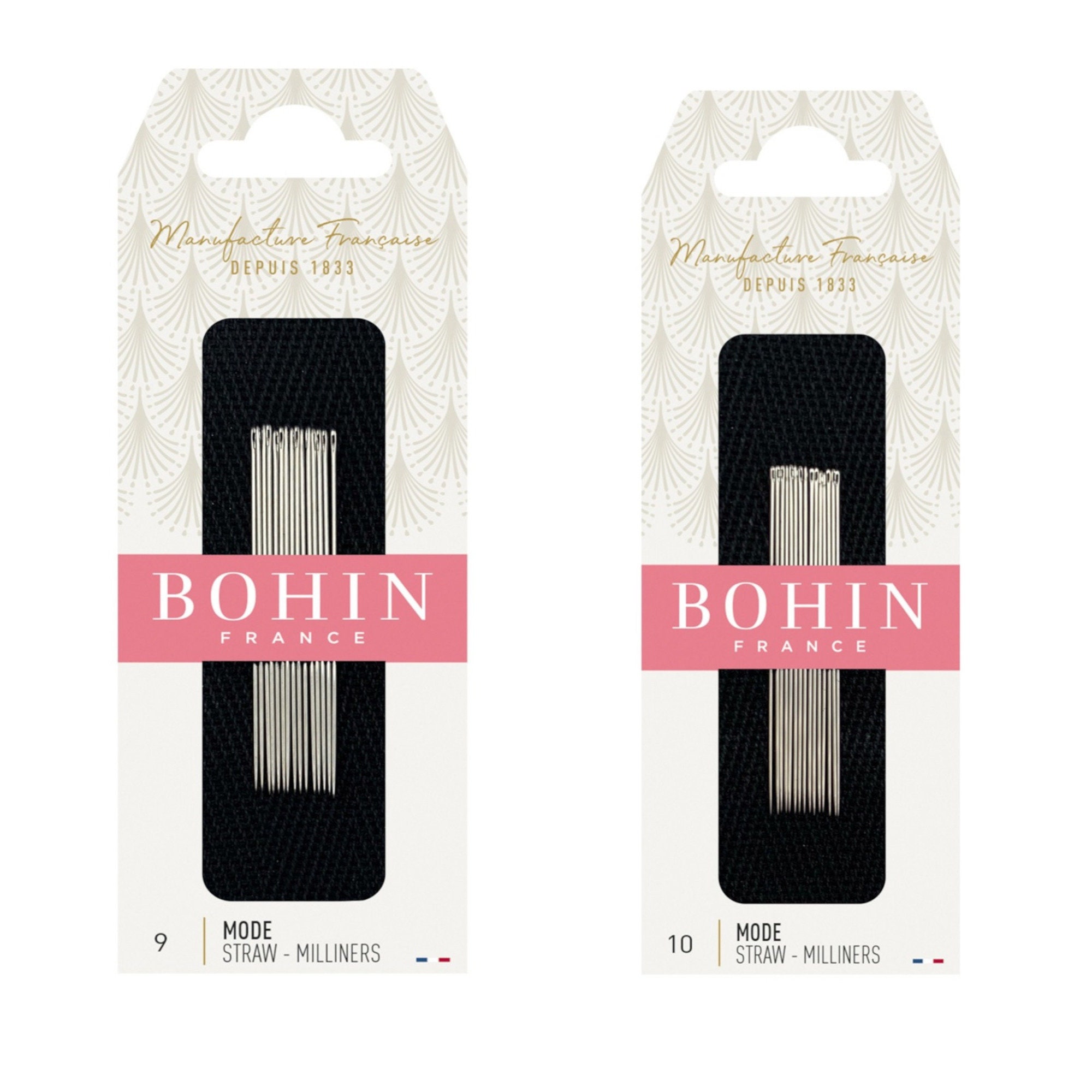 Bohin Straw Milliners Needles Size 9 or Size 10 Pack of 15 