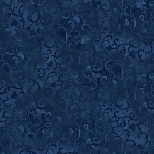 True Navy Scroll - Wilmington Prints Essentials Premium Cotton Quilting Fabric By The Yard - Cut to Order - 1077-89025-494