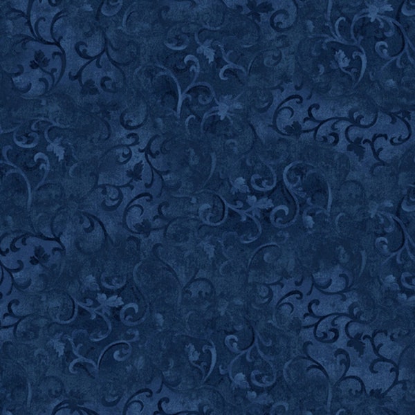 True Navy Scroll - Wilmington Prints Essentials Premium Cotton Quilting Fabric By The Yard - Cut to Order - 1077-89025-494