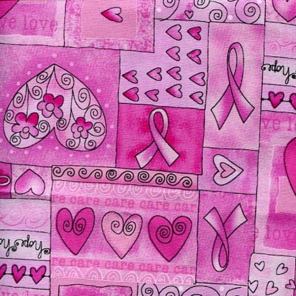 Pink Breast Cancer Awareness Hope Ribbons - Timeless Treasures Cotton Quilting Fabric By The Yard - Cut to Order - GAIL-C1766