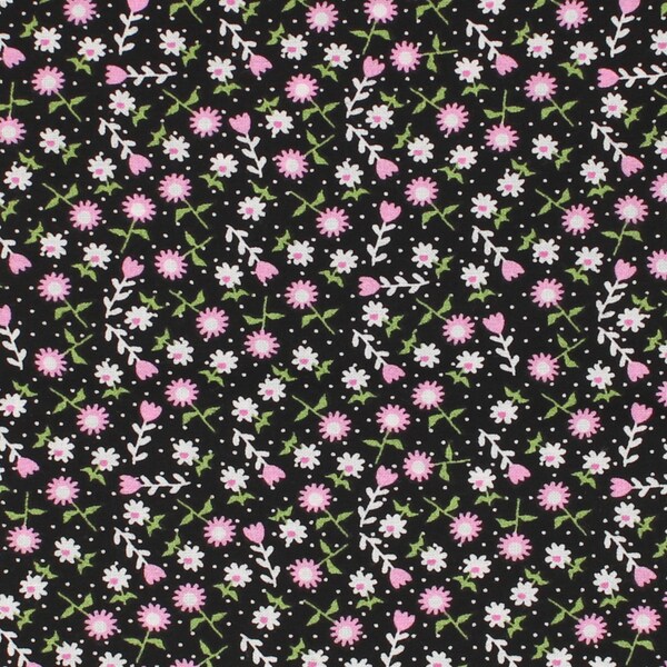 Black Floral - Choice Fabrics Gallery The Kids Are Alright Cotton Quilting Fabric By The Yard - BD-49708-A01 - Cut to Order