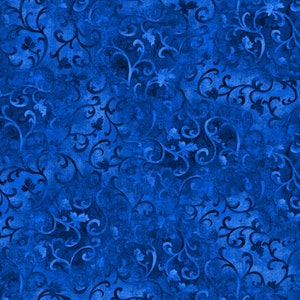 Royal Blue Scroll - Wilmington Prints Essentials Premium Cotton Quilting Fabric By The Yard - Cut to Order - 1077-89025-440