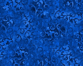 Royal Blue Scroll - Wilmington Prints Essentials Premium Cotton Quilting Fabric By The Yard - Cut to Order - 1077-89025-440