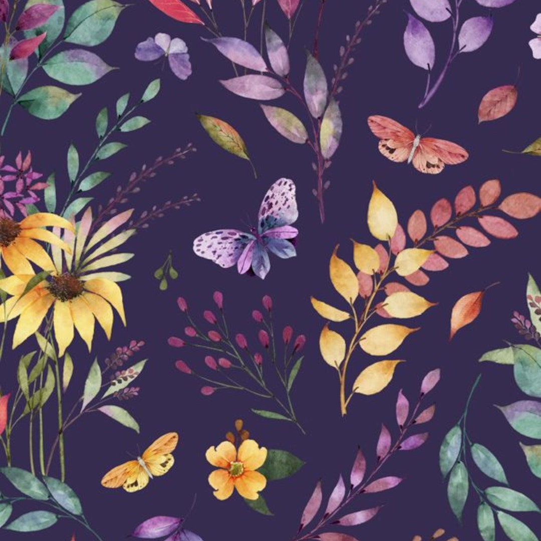 Purple Large Allover Wilmington Prints Botanical Magic Premium Cotton