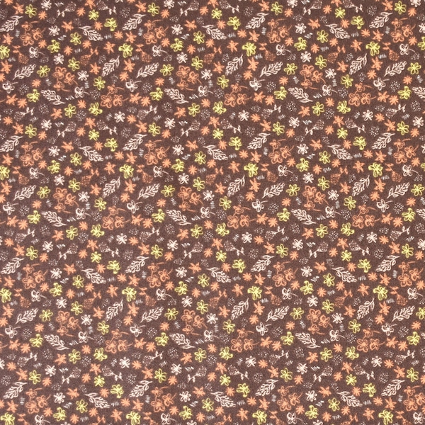 Brown Mixed Floral Bouquet - Camelot Fabrics Premium Cotton Quilting Fabric By The Yard - 21180801-02 - Cut to Order