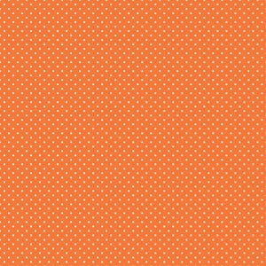 May include: An orange background with a repeating pattern of small, evenly spaced white polka dots. The dots are consistent in size and create a uniform texture across the surface.